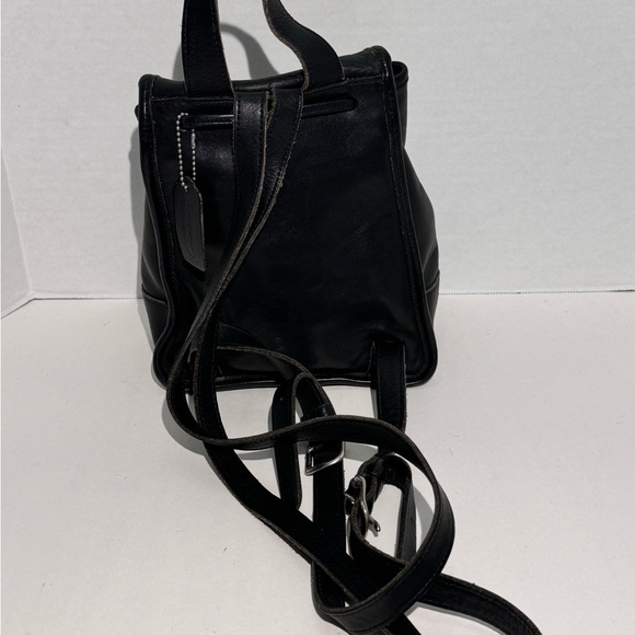 Vintage COACH Daypack Black Leather Drawstring Mini Backpack Bag 9960 USA Y2K - Picture 11 of 16